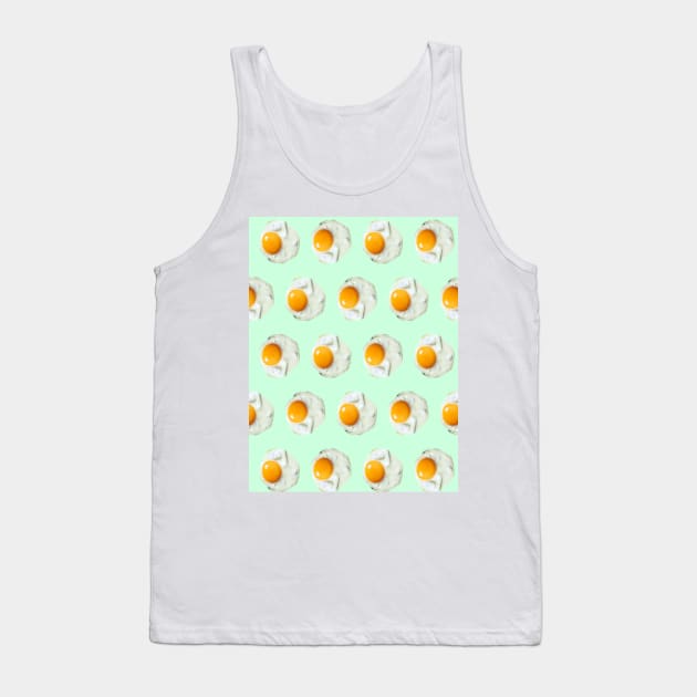 1980s mint green Kawaii breakfast food pattern sunny side up egg Tank Top by Tina